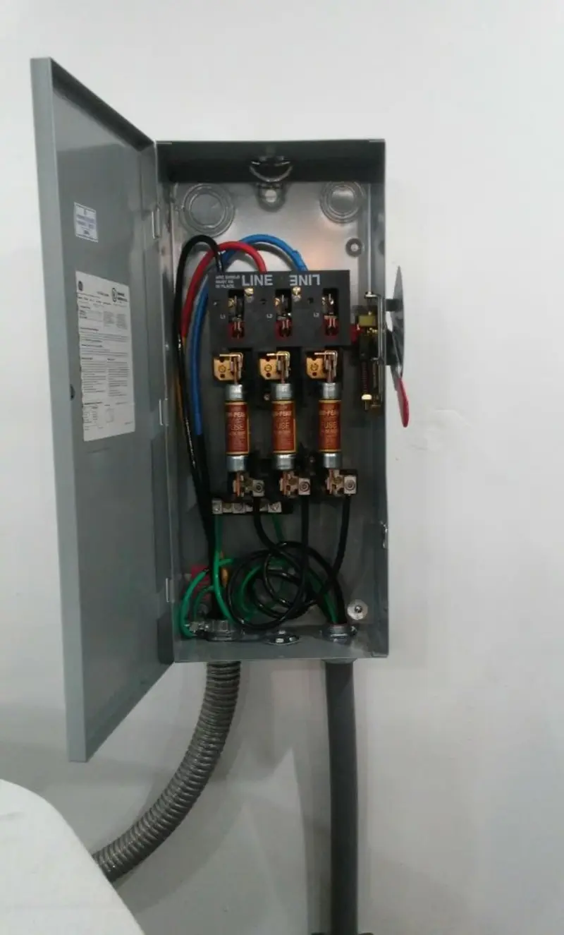 Three-phase disconnect switch installed for Smoke Detector Installation in Oshtemo